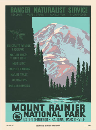 Mount Rainier National Park - National Park Service Poster - Limited Edition