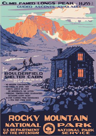 national park posters rocky wpa mountain poster ranger travel usa postcards contemporary retro mountains parks rockymountain doug postcard iso50 invites