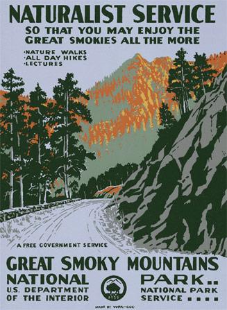 smoky national mountains park posters mountain smokey wpa postcards poster parks ranger historic travel doug ii series postcard 2009 anniversary